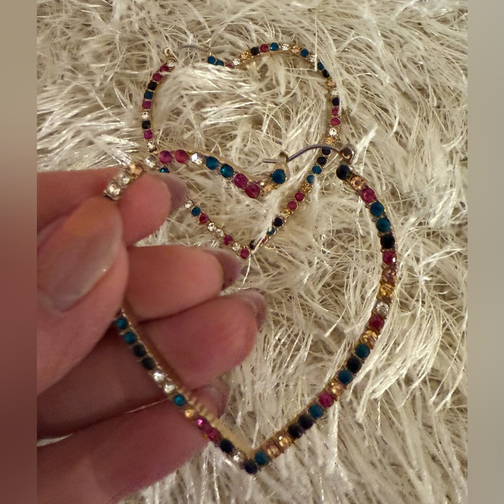 Multicolor Heart Hoop Earrings
